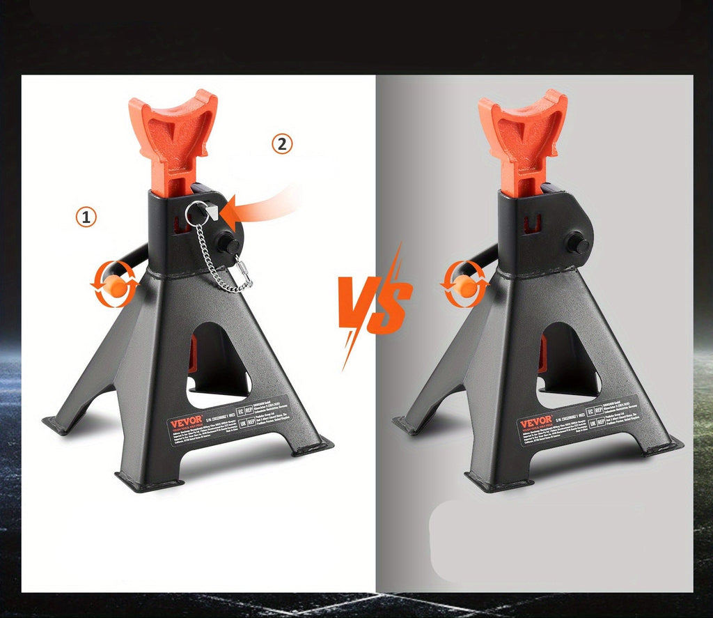 Three Ton Double Locking Jack Stands – Adjustable Heavy Duty Car Lift Support for SUV, Pickup Truck & Garage Repair