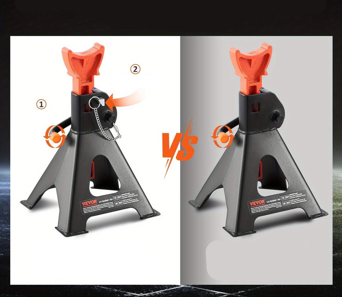 Three Ton Double Locking Jack Stands – Adjustable Heavy Duty Car Lift Support for SUV, Pickup Truck & Garage Repair