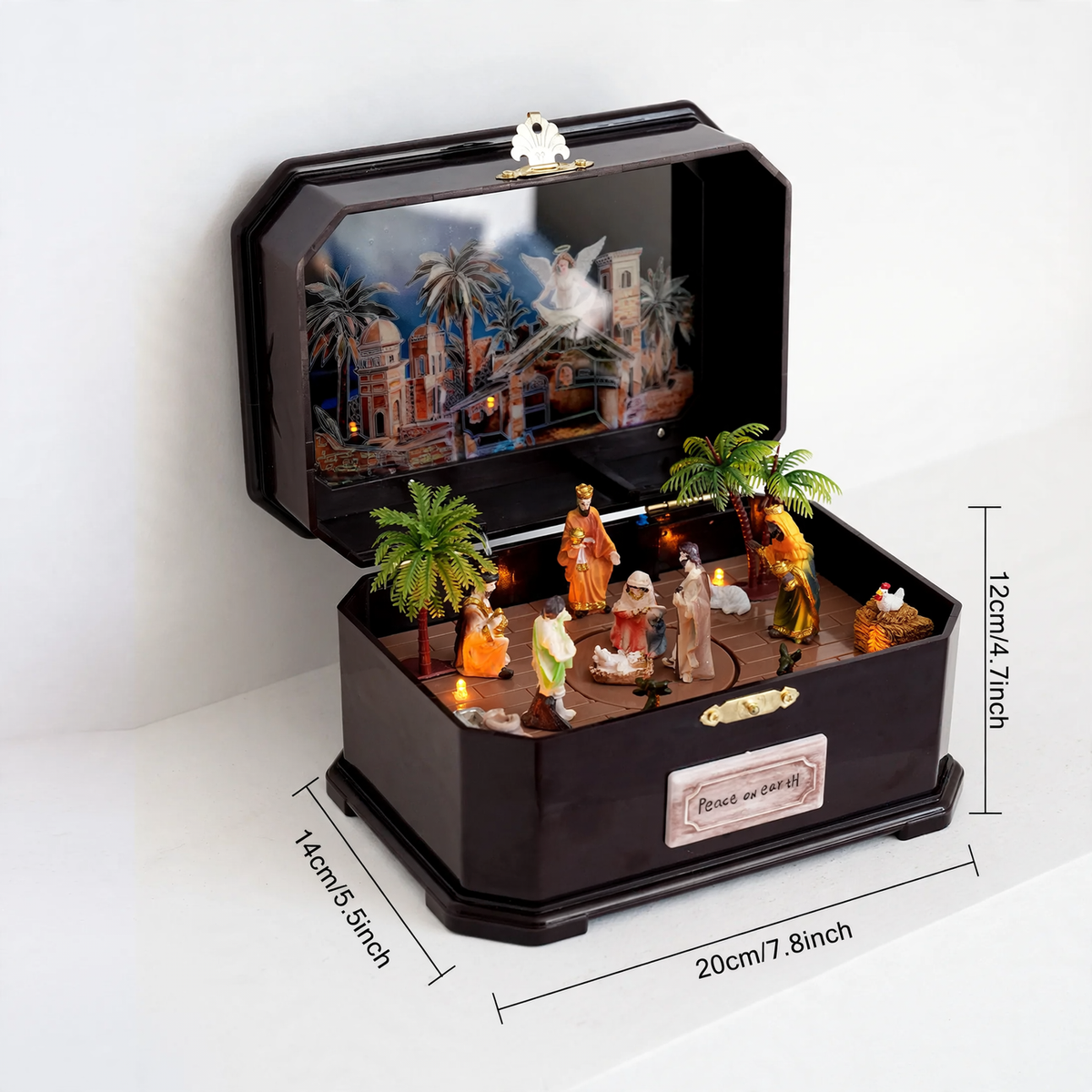 Christmas music box made of resin with lighting