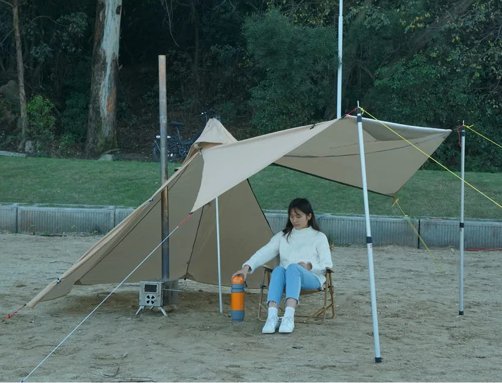 One Person Hot Tent – Camping Tipi with Chimney Window and Double Layer Pyramid Design for Bushcraft Adventures and Cold Weather Survival