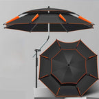 Large Anti-Wind Fishing Umbrella – Double-Deck Vented Canopy, 360° Adjustable UV-Blocking Sunshade with Ground Spike and Carry Bag for Fishing, Camping and Beach Days