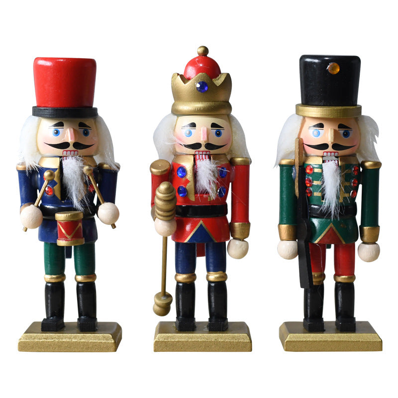 3-piece set wooden nutcracker soldiers, 15 cm