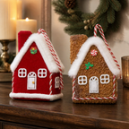 Christmas cabin fabric pendant