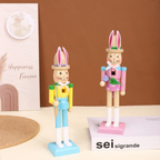 Decorative wooden nutcracker figure with rabbit ears