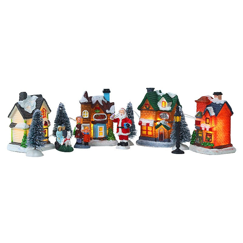 LED-lit Christmas village house, 10-piece set