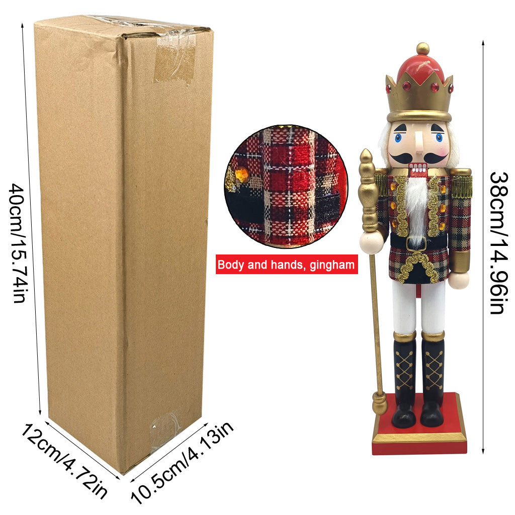 Decorative nutcracker made of pine wood, 38 cm
