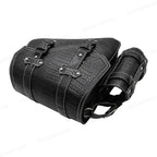 Universal Crocodile Pattern Motorcycle Saddle Bag – Black Plastic Buckle Pouch for Left/Right Side Storage & Tool Organizer on Rides