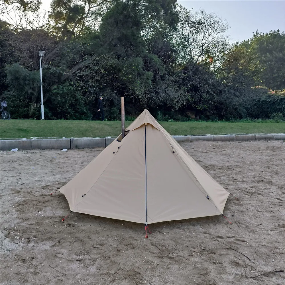 One Person Hot Tent – Camping Tipi with Chimney Window and Double Layer Pyramid Design for Bushcraft Adventures and Cold Weather Survival