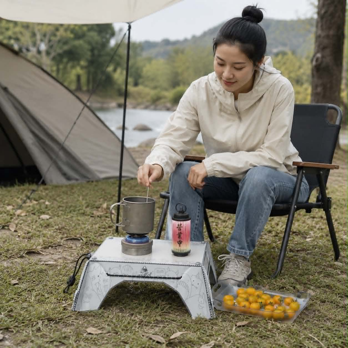 Ultralight Folding Camping Table - Portable Food-Grade Mini Table for Outdoor Hiking, Picnic and Travel with Compact Design