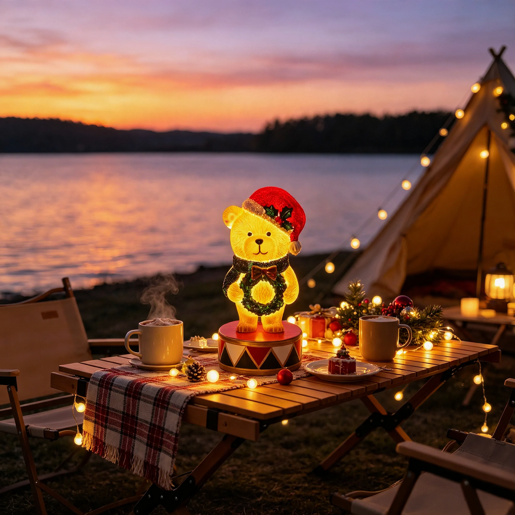 Decorative bear figure in nutcracker style with lighting