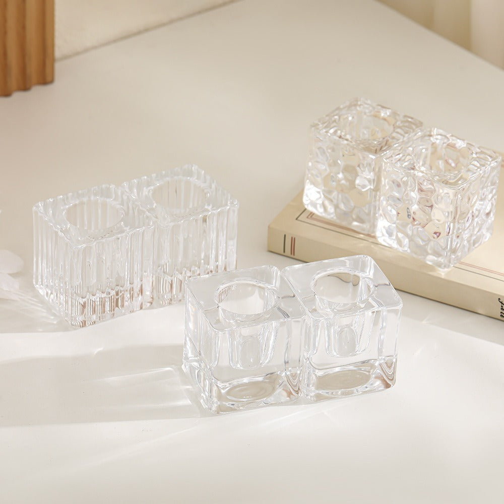 Modern glass candle holder for taper candles