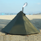 One Person Hot Tent – Camping Tipi with Chimney Window and Double Layer Pyramid Design for Bushcraft Adventures and Cold Weather Survival