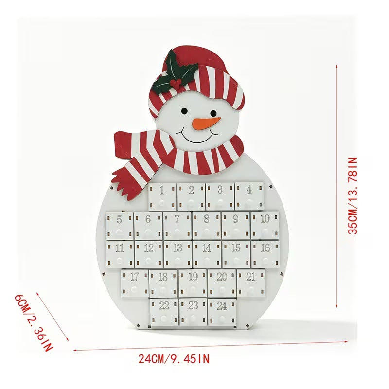 Wooden Christmas Advent Calendar, 24 Compartments