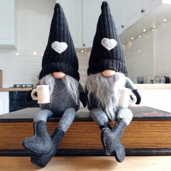 Decorative gnome with coffee cup