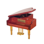 Wooden music box in piano shape with metal feet