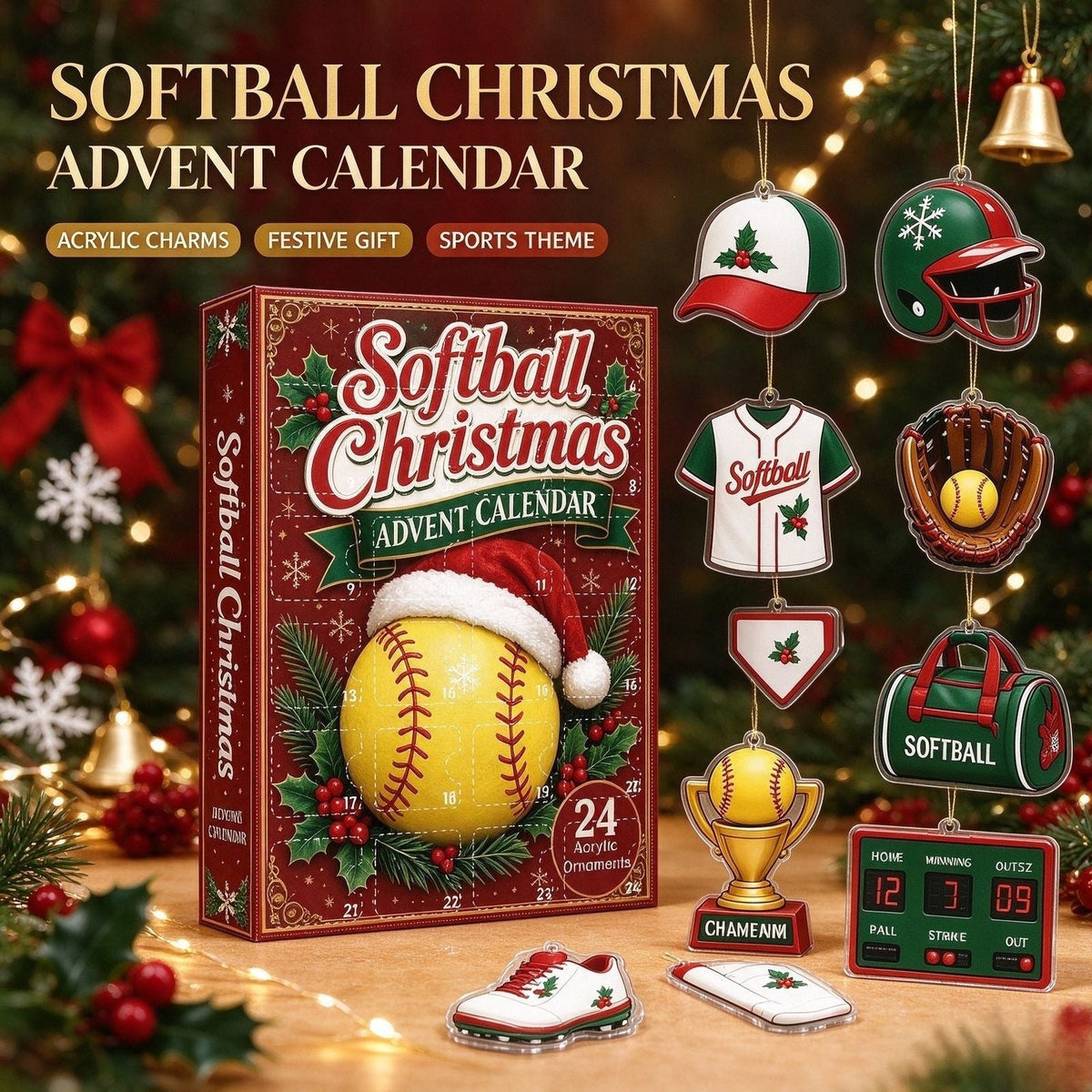 Decorative sports advent calendar box, acrylic