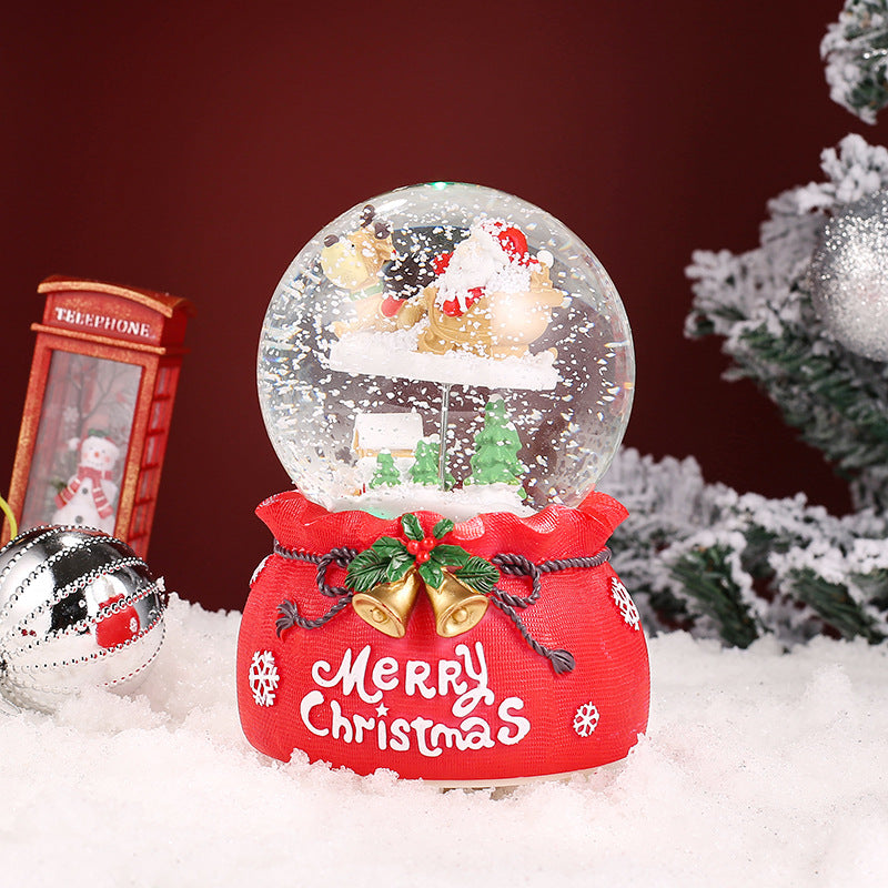 Christmas snow globe with music and light