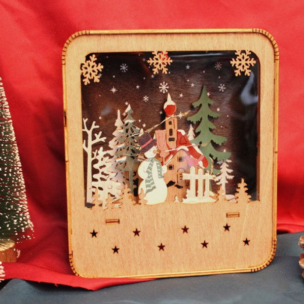 Illuminated wooden house, LED Christmas decoration