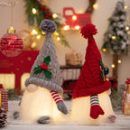Illuminated Christmas gnome figurines with knitted hat