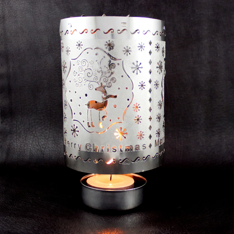 Rotating metal candle holder, round