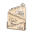 Illuminated wooden Advent calendar for the Christmas season