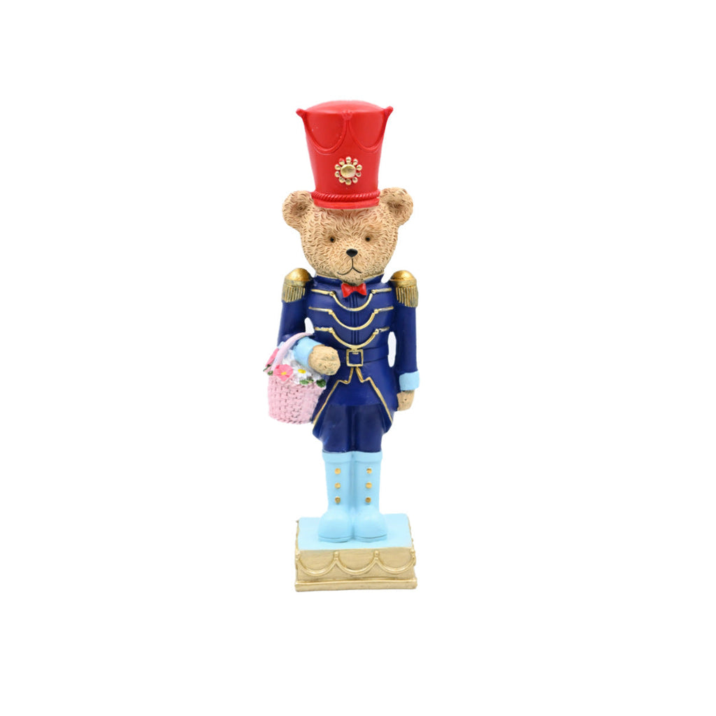 Decorative nutcracker figure with bear, synthetic resin