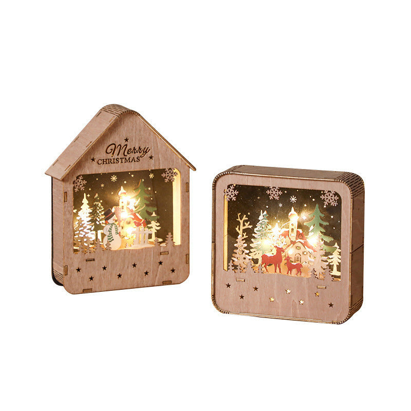 Illuminated wooden house, LED Christmas decoration