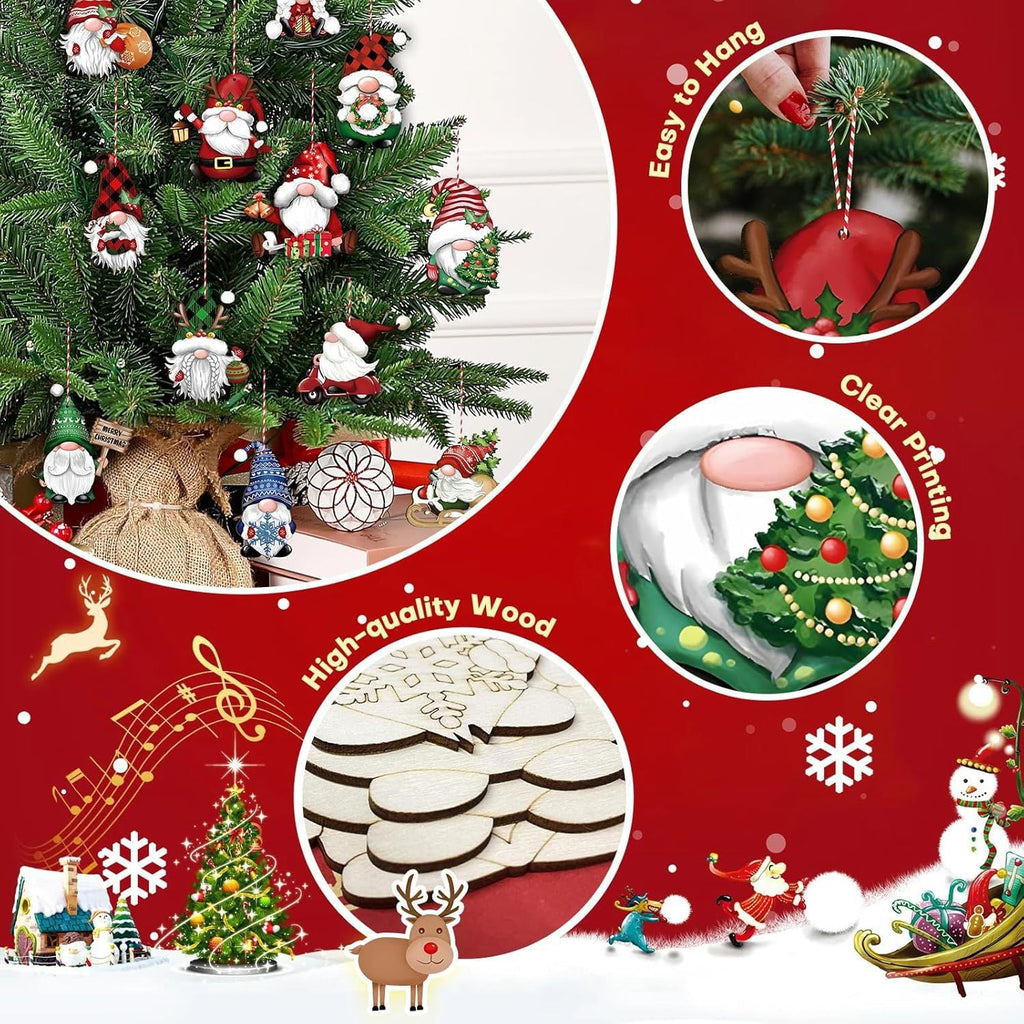 Christmas Elf Wooden Charms, 36 Pieces
