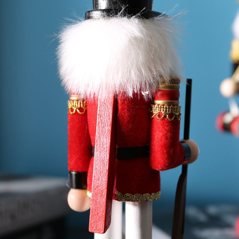 Decorative nutcracker figure made of wood for living spaces