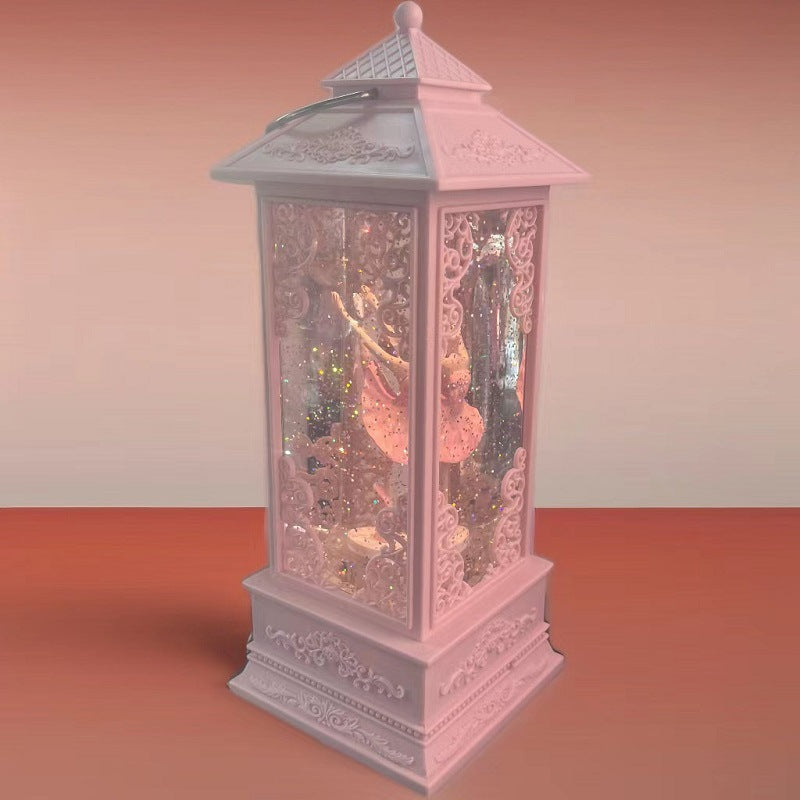 Ballerina music box with glass globe, 34 cm