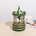 Decorative wooden carousel music box
