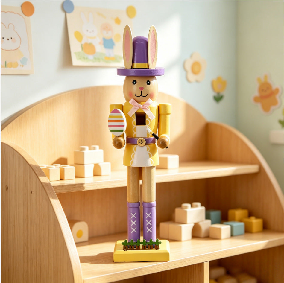 Decorative nutcracker bunny figure, multi-colored painted