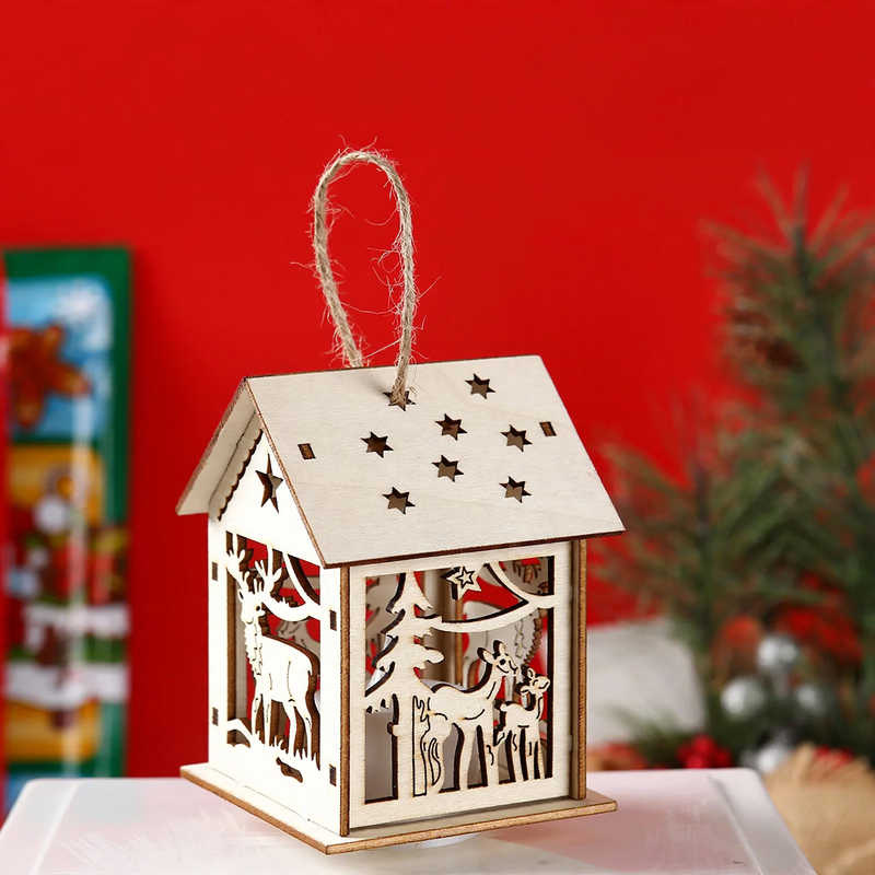 Illuminated wooden house for the Christmas season