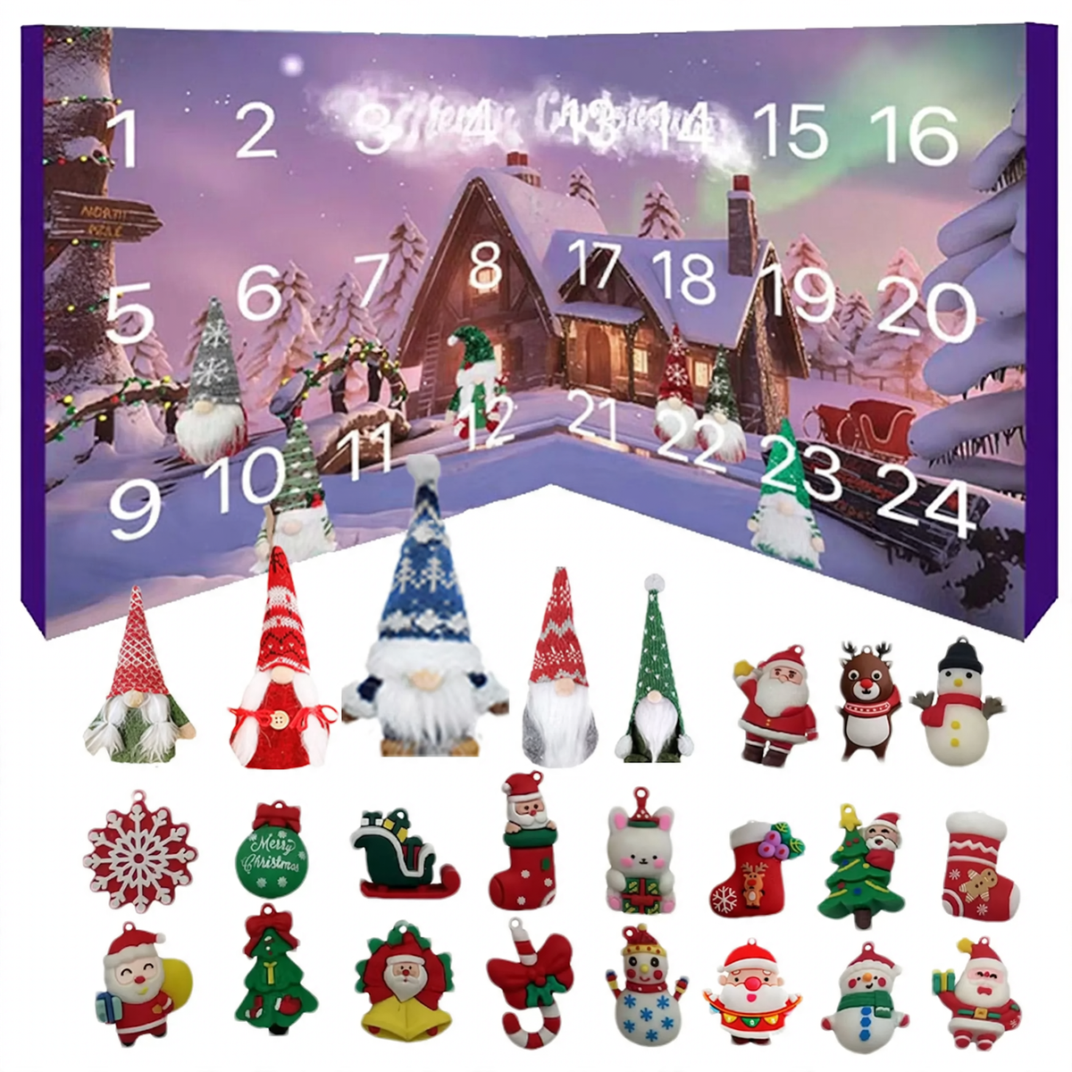 Christmas Advent Calendar with Gnome Figures