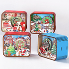 Decorative wooden music box with Christmas motif