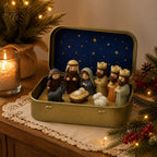 Miniature Nativity Set in Metal Box
