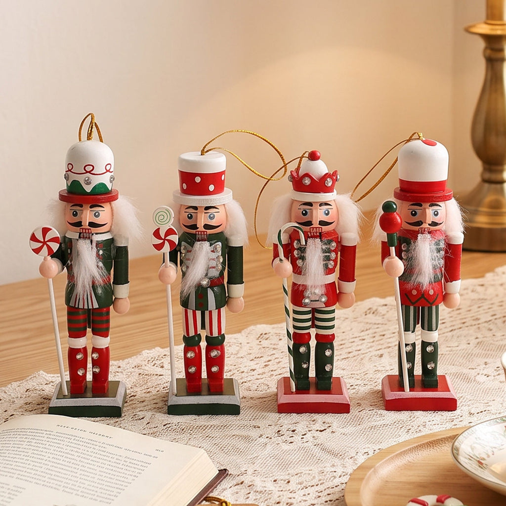 Nutcracker set made of wood, 13-19 cm, as Christmas tree decoration