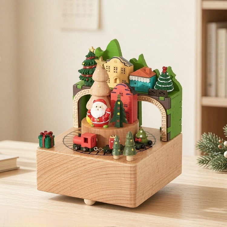 Decorative wooden Christmas music box