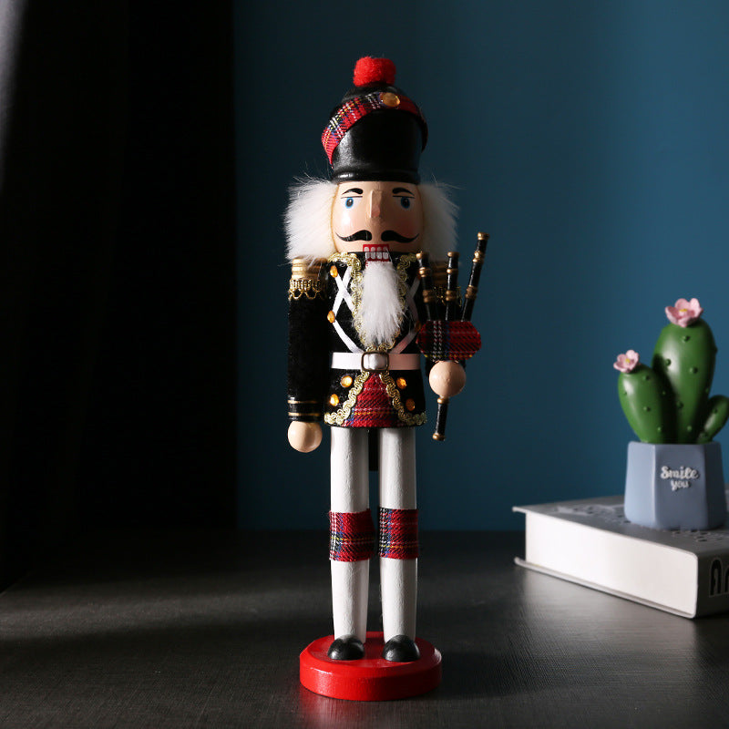 Decorative nutcracker figure made of wood for living spaces