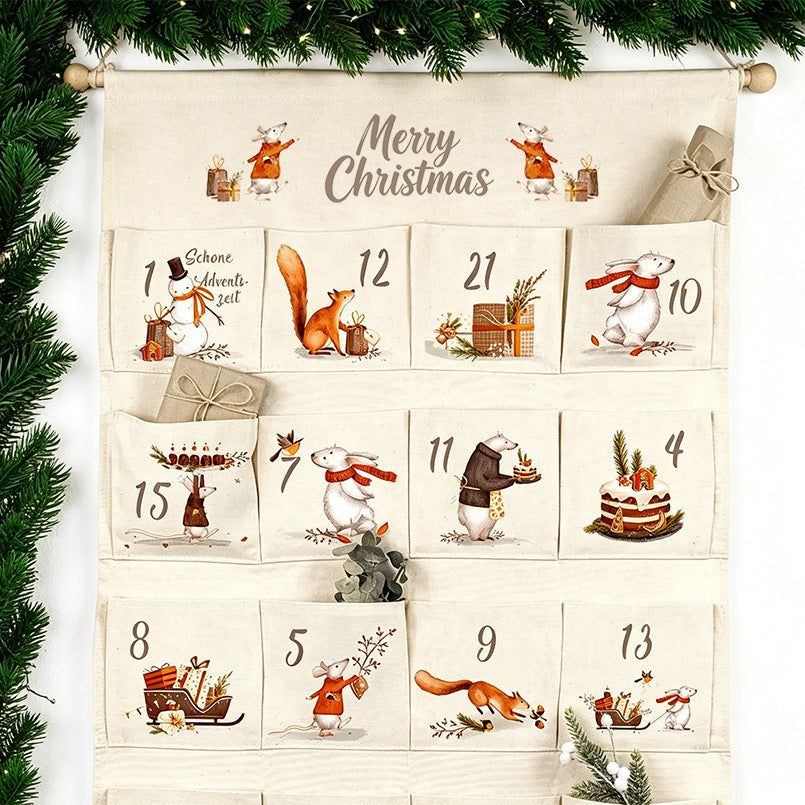 Christmas Advent calendar made of fabric with 24 pockets