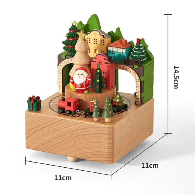 Decorative wooden Christmas music box
