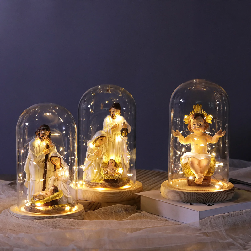 Decorative nativity scene with LED lighting