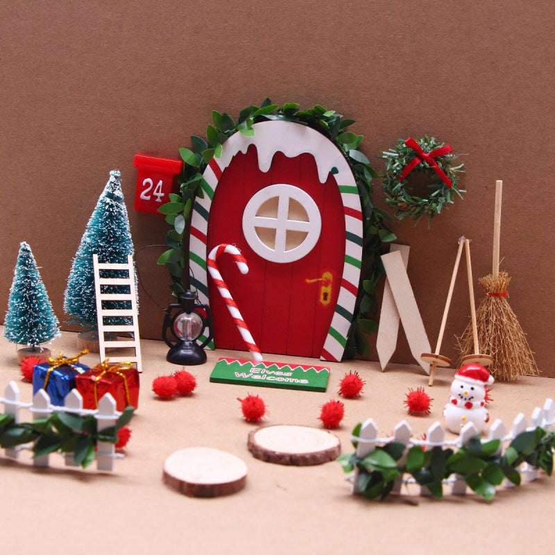 Miniature Elf Door Set with Rainbow Design