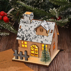 Illuminated wooden Christmas house with LED