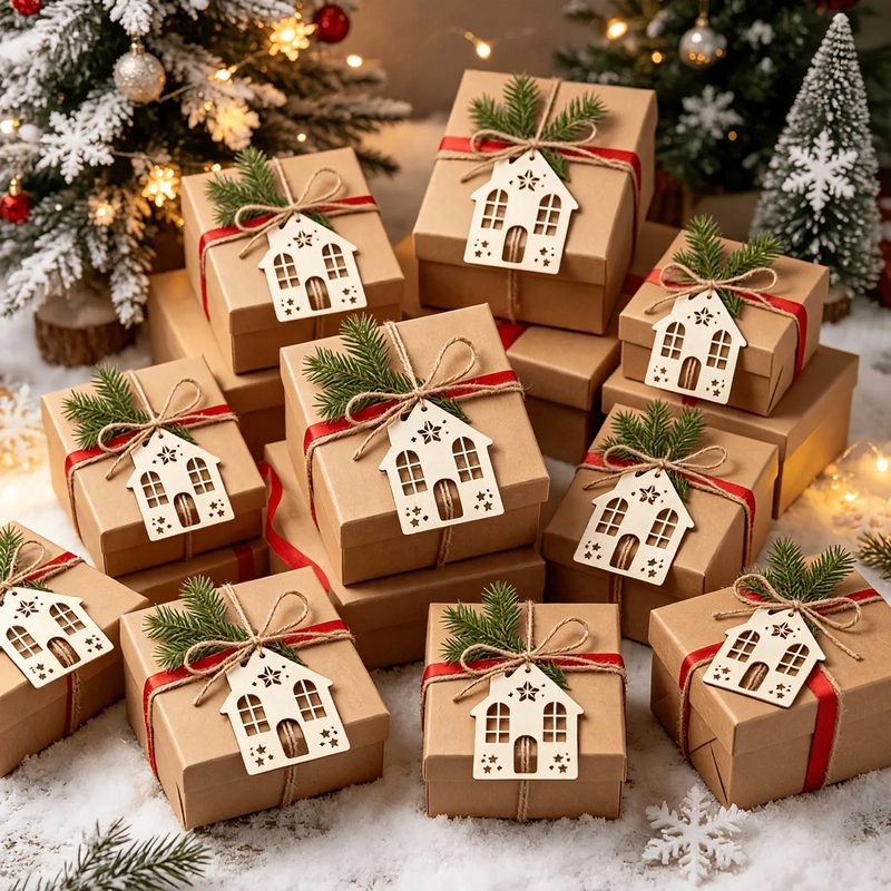 Untreated wood hanging sign for Christmas decoration