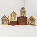 Handcrafted Christmas wooden house as decoration