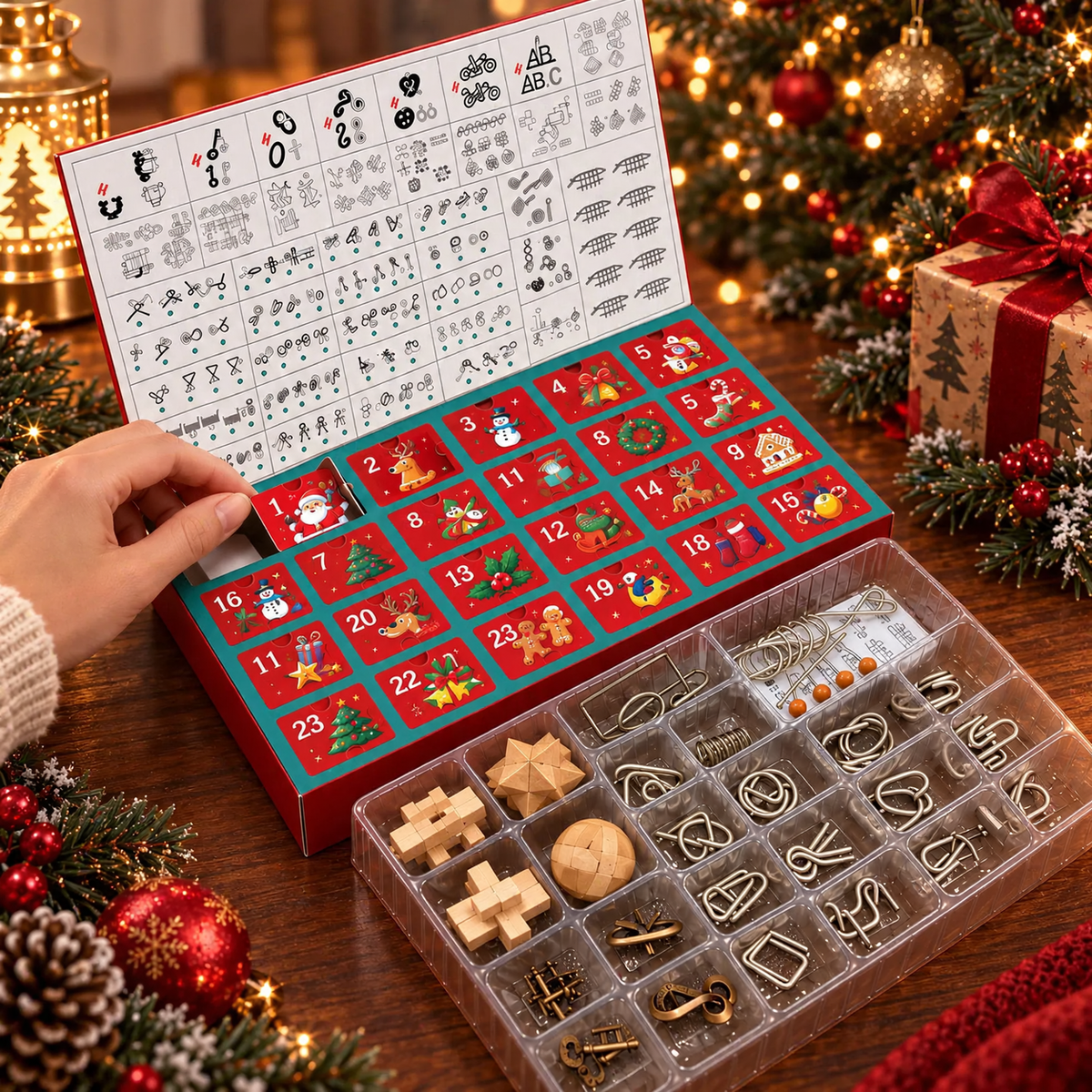 Advent calendar with 24 patience games and puzzle tasks