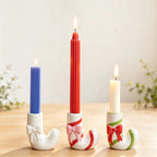 Ceramic candle holder in candy cane look