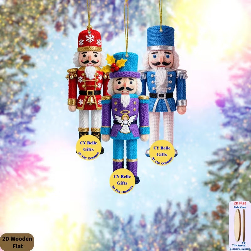 Wood Nutcracker Ornaments, Set of 10