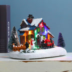 Illuminated LED Christmas house, resin